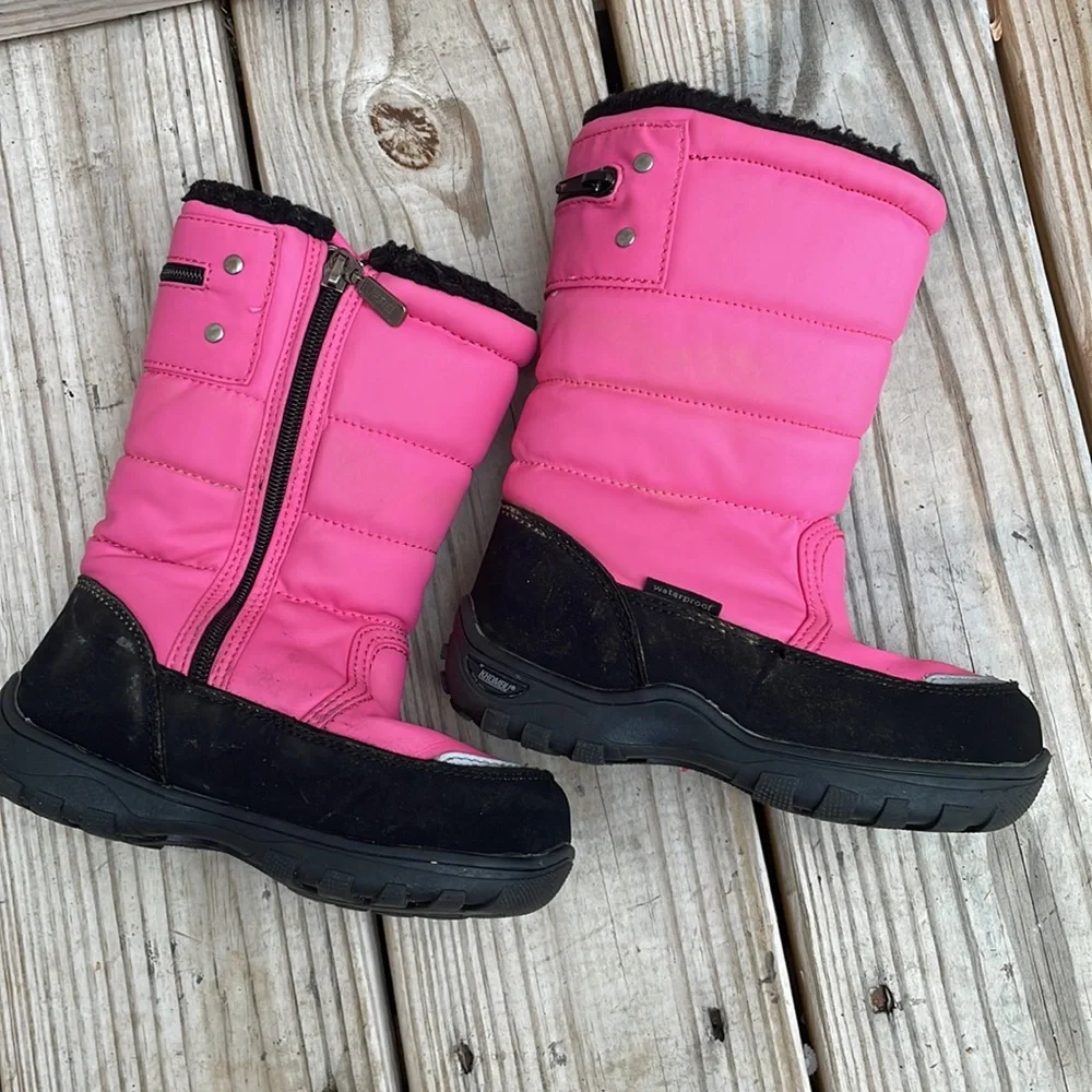Khombu Girls Pink Waterproof Winter Snow Boots Insulated Youth Size 11M